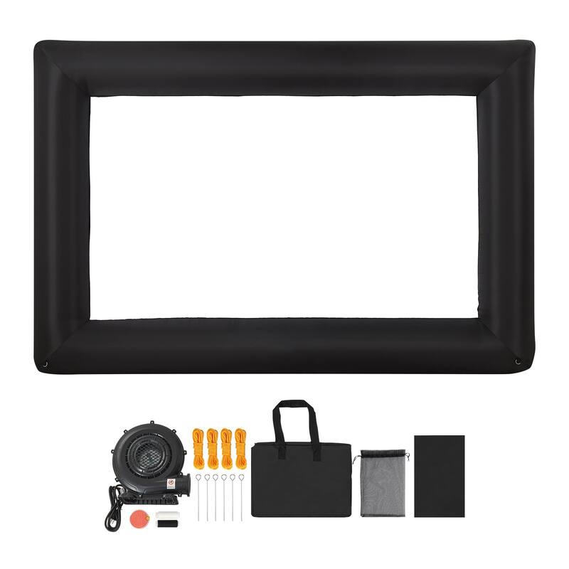 Outdoor & Indoor Movie Screen with 600D Washable Oxford Fabric 250W Quiet Blower Quick Setup, Front & Rear Projection