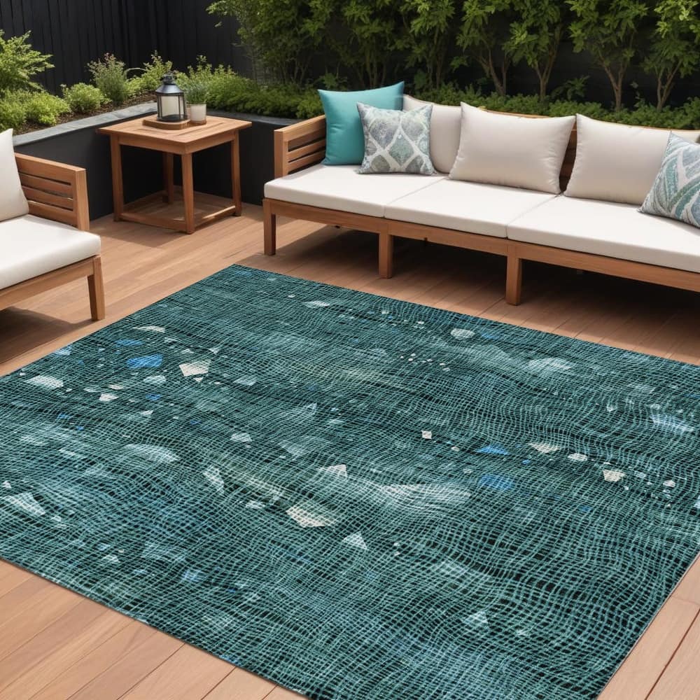 HomeRoots Abstract Transitional Rectangle Outdoor Rug