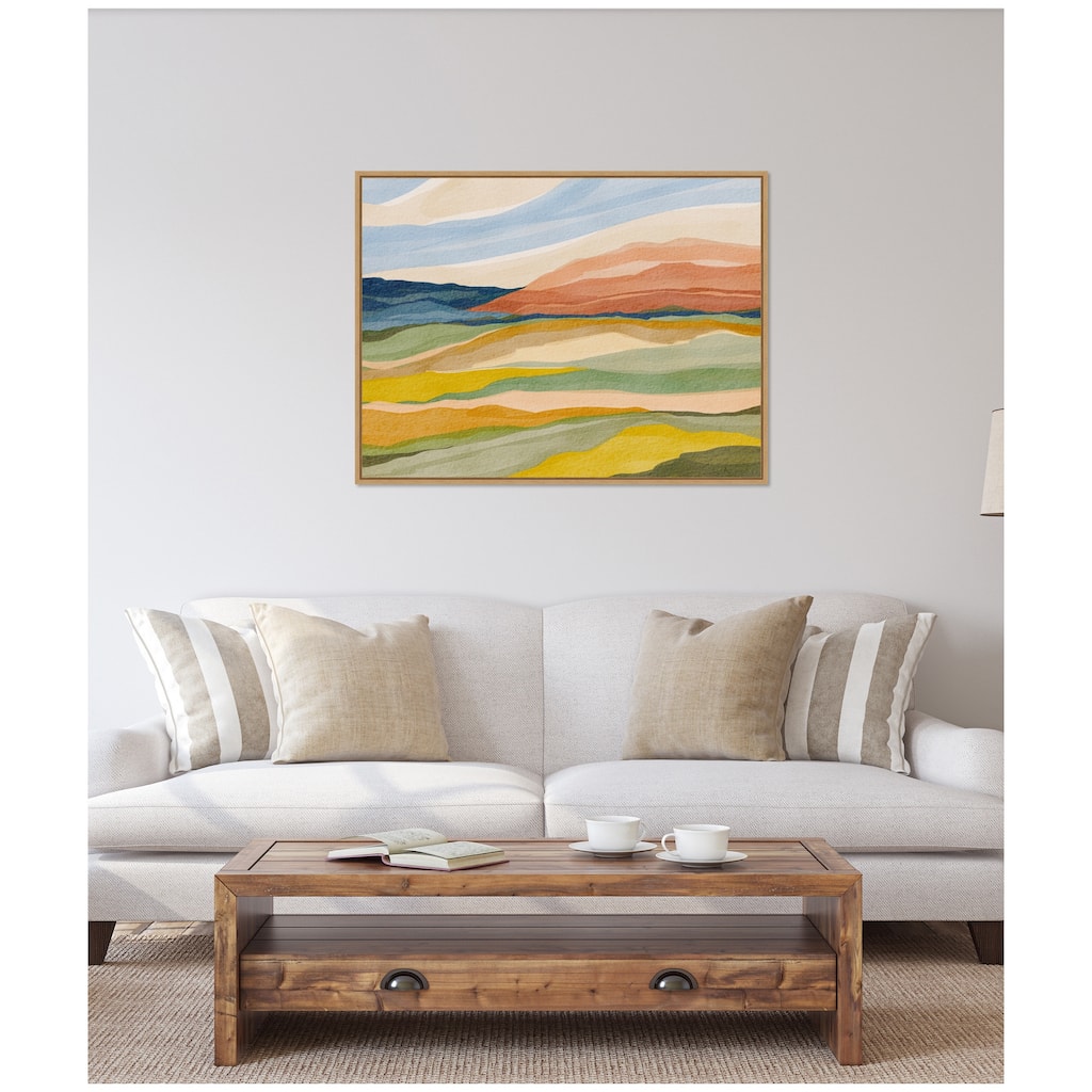 Kate and Laurel Sylvie Vibrant Rhythm Framed Canvas by Nikita Jariwala