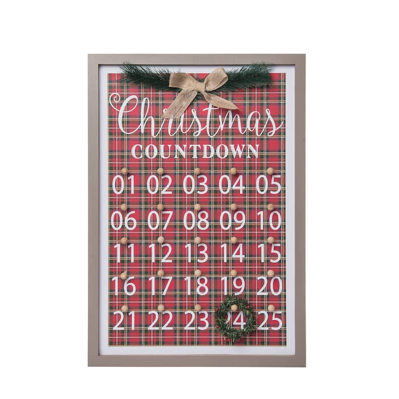 Transpac Wood 21.06 in. Multicolored Christmas Framed Holiday Countdown - Multi