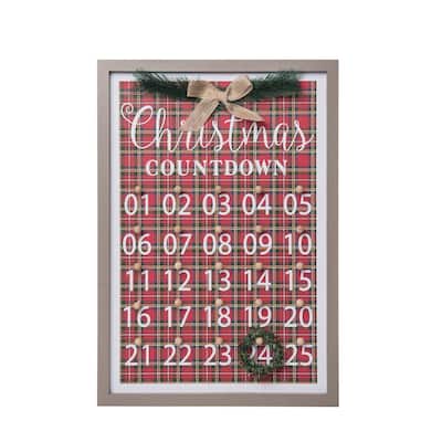 Transpac Wood 21.06 in. Multicolored Christmas Framed Holiday Countdown - Multi