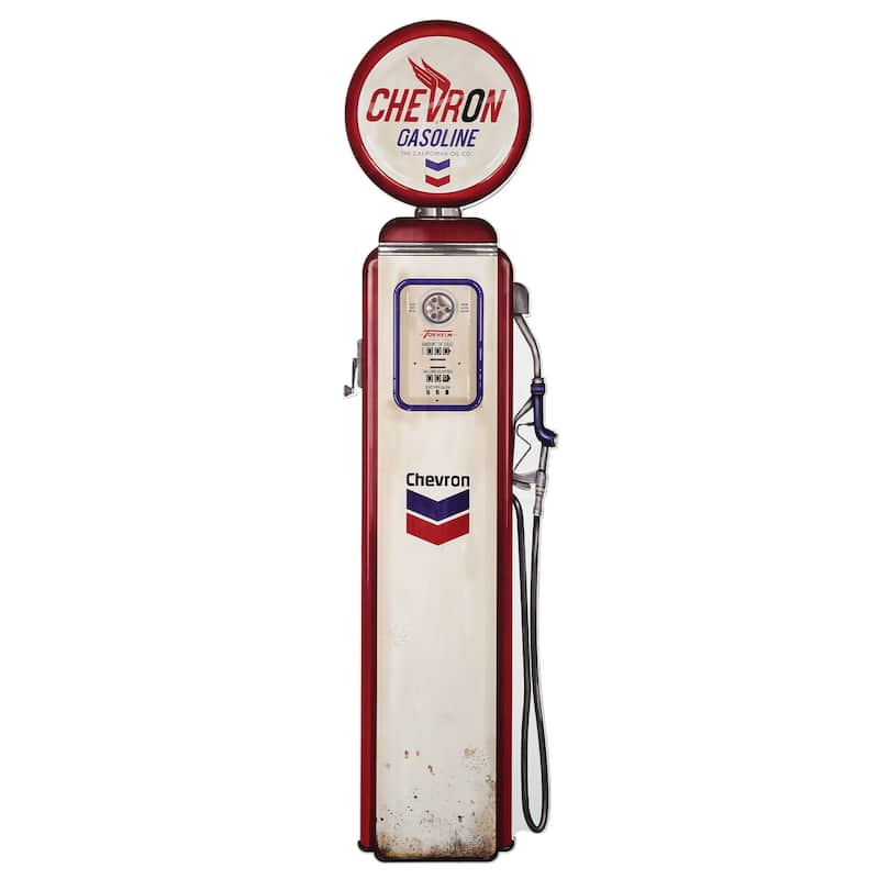 Licensed Chevron Gasoline Gas Pump Plaque Wall Decor - 62" x 17" - 60.5" x 14.75"