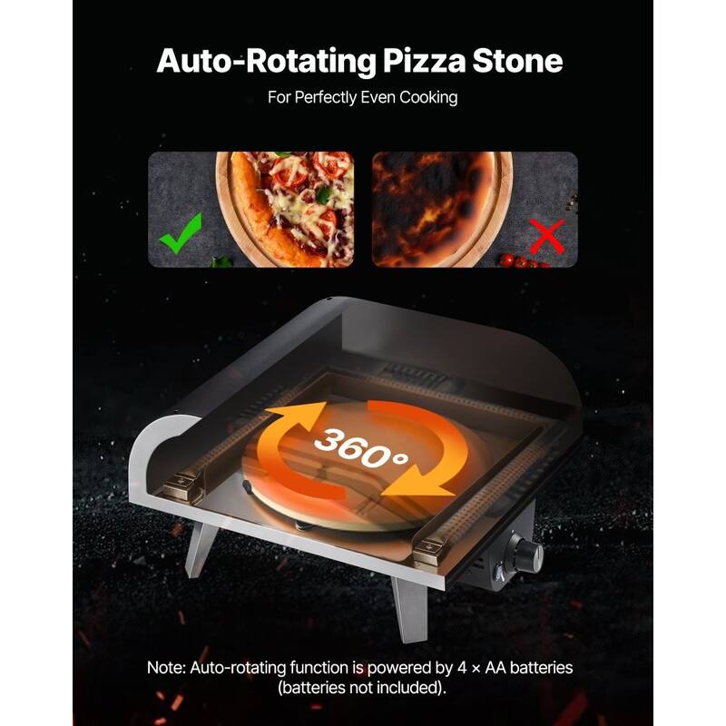 Portable Backyard Pizza Oven with Iron Shell and Quick Preheat Rotating Stone for Crispy Pizza - 18.5 x 16.9 x 10.6 in