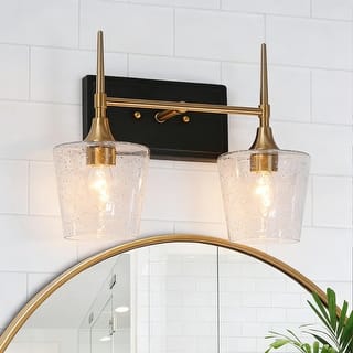 2/3-Light Modern Black Gold Bathroom Vanity Light Wine Glass Wall Sconces Lighting