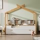 preview thumbnail 7 of 9, White Twin Size Wooden House Bed Original Wood Colored Frame