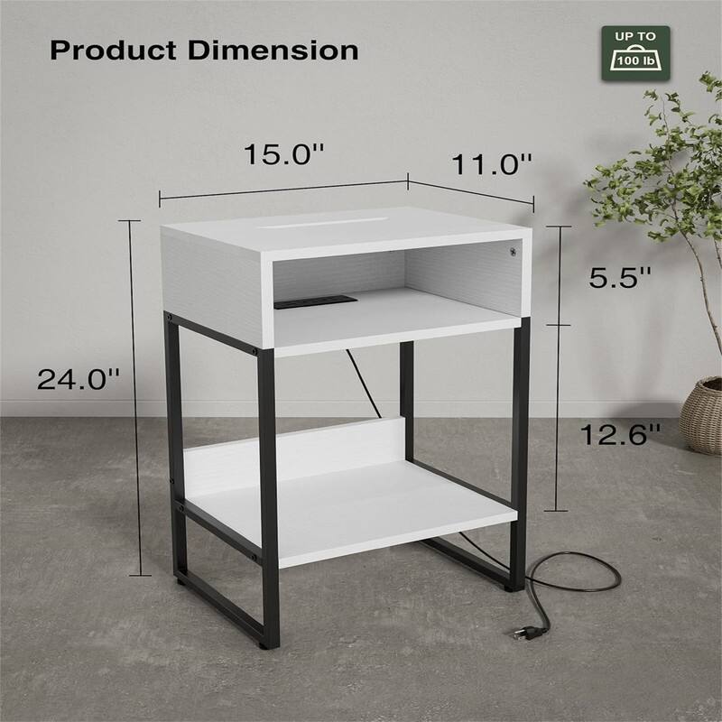 Side Table with Charging Station