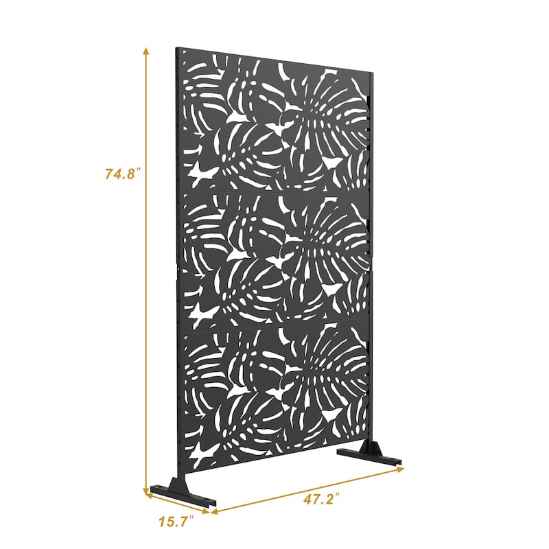 Outdoor Privacy Screen with Stand for Patio Garden Metal Fence