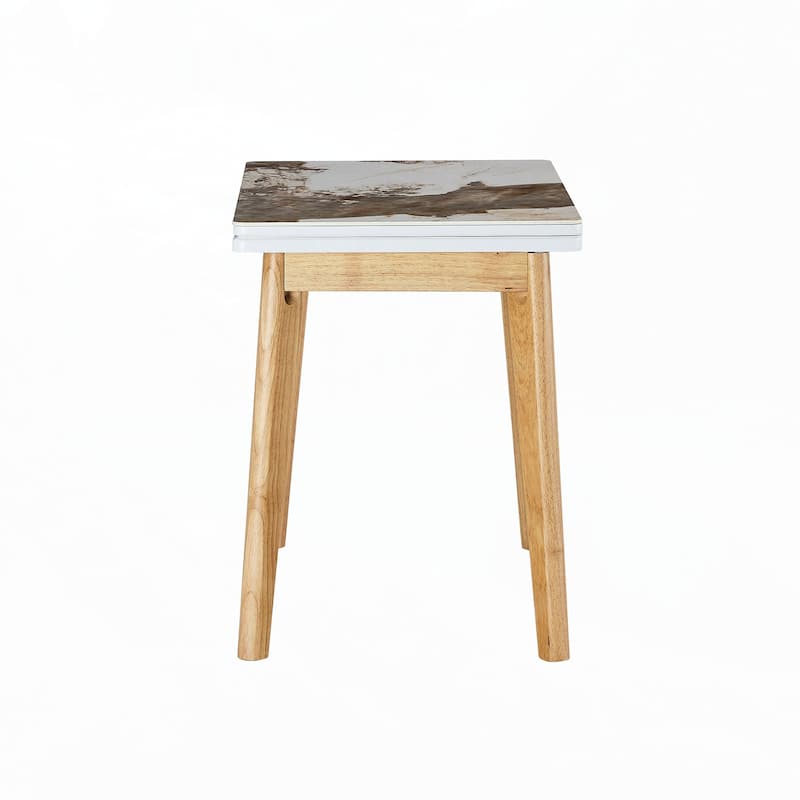 sintered stone tabletop with wooden legs