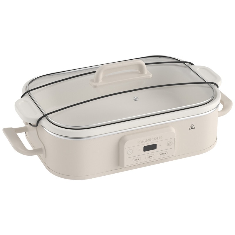 4 Quart Programmable Slow Cooker, Square Digital Cooker with Removable Stoneware, Dishwasher Safe