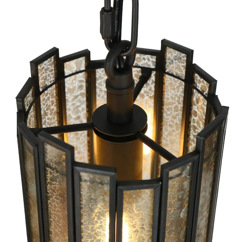 Tifany Modern 1-Light Cylinder Pendant Black Colored Glass Mini Kitchen Island Light - 4.5'' D x 8.5'' H