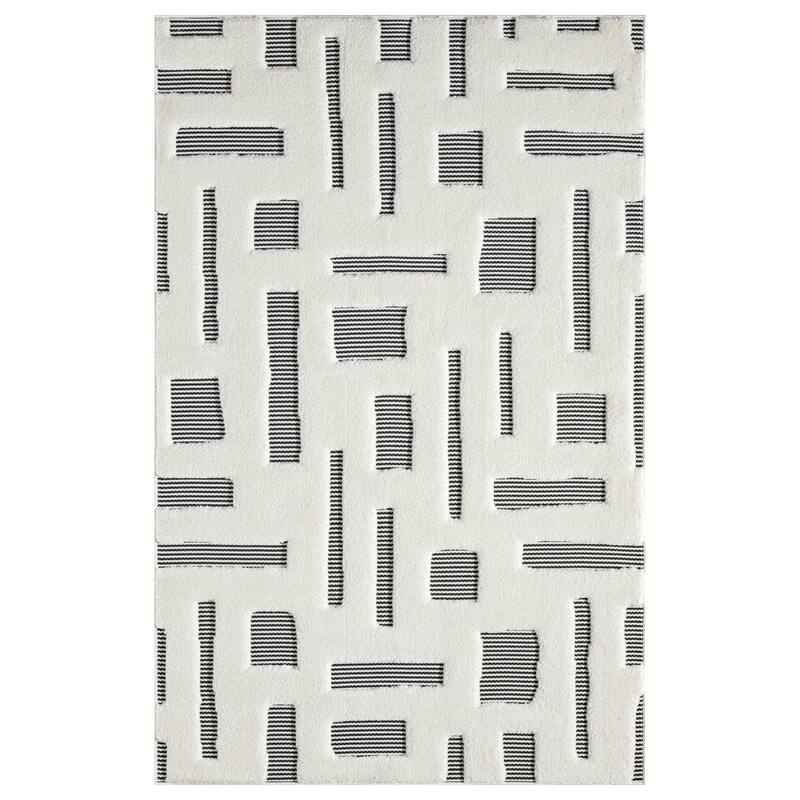 Natural Collection Modern Abstract Cream Area Rug