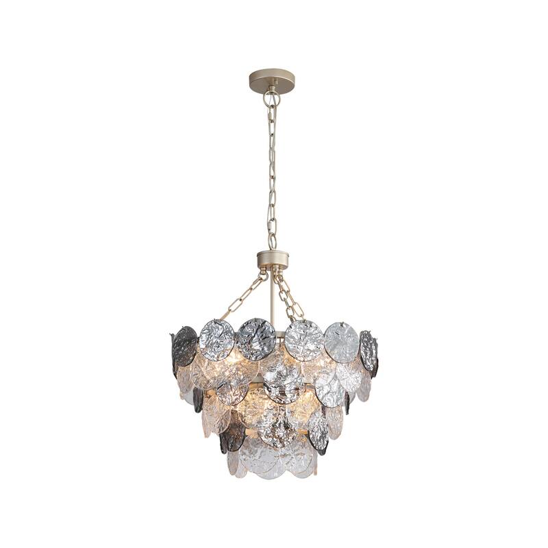 Cascada 3 Tier - 8 Light Pendant in Aegean Silver with Smoke Plated Glass Shade - Gold