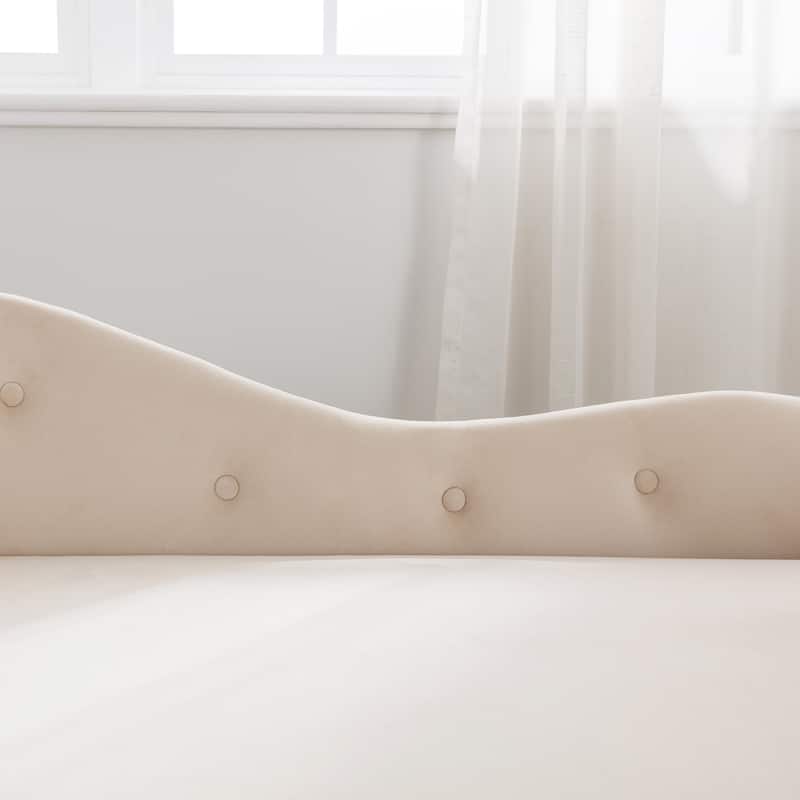 Beige 58.26" Velvet Button Tufted Chaise Lounge Chair