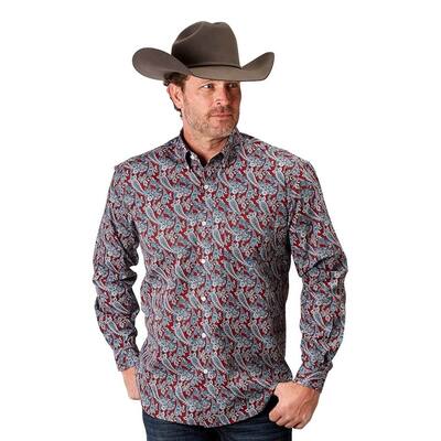 Roper Western Shirt Men L/S Button Front Red River 03-001-0326-2027 RE