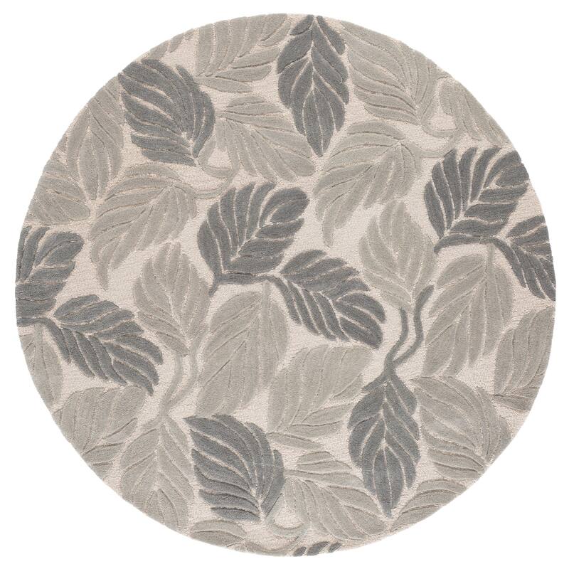 SAFAVIEH Handmade Jardin Dilbagh Wool Rug - 6' Round - Grey/Ivory