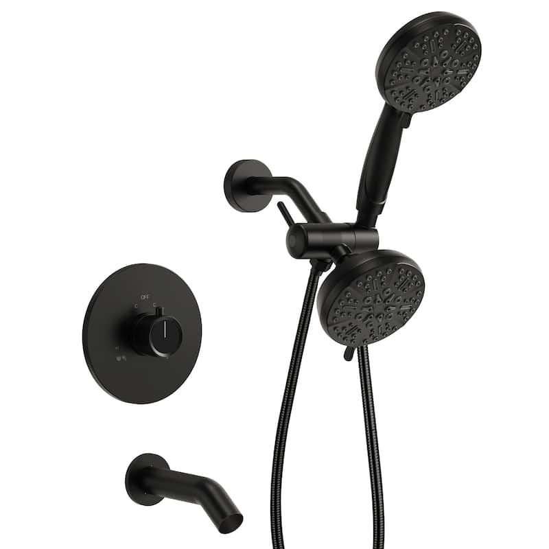 3-Function Thermostatic Shower Faucet With Pressure Balance - Matte Black