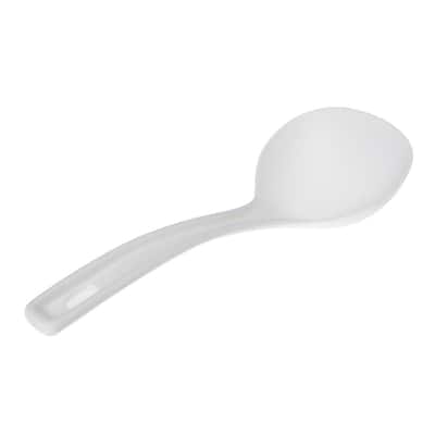 Home Kitchen Plastic Tableware Porridge Soup Ladle Spoon White 19.5cm Long