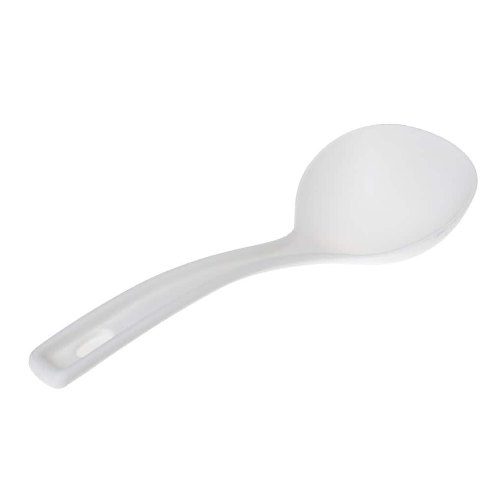 Home Kitchen Plastic Tableware Porridge Soup Ladle Spoon White 19.5cm Long