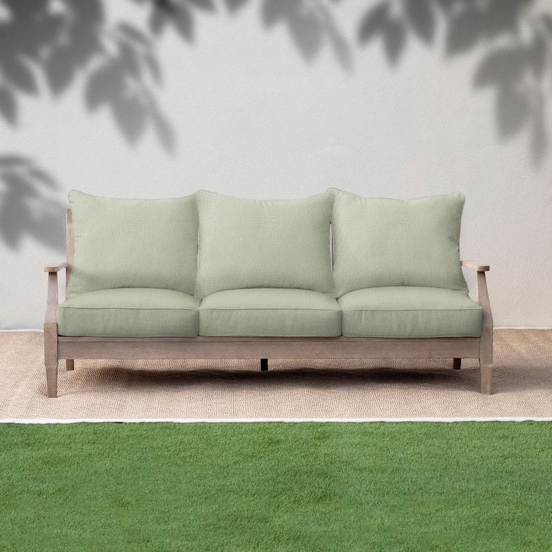 Sorra Home Sunbrella Outdoor Deep Seating Sofa Pillow and Cushion Set - 22.5 in W x 22.5 in D x 5 in H - Revive Stem
