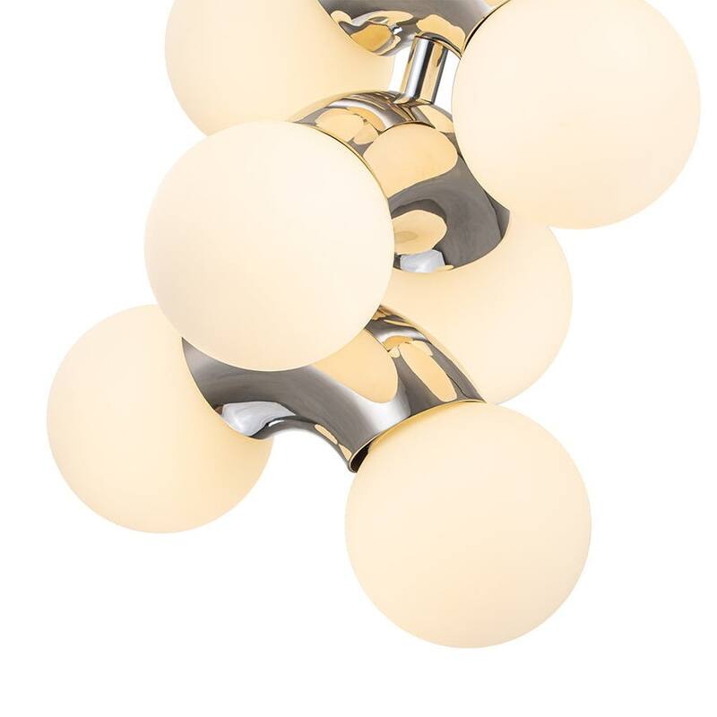 10-Light Tiered Frosted Glass Globe Pendant Light - Chrome