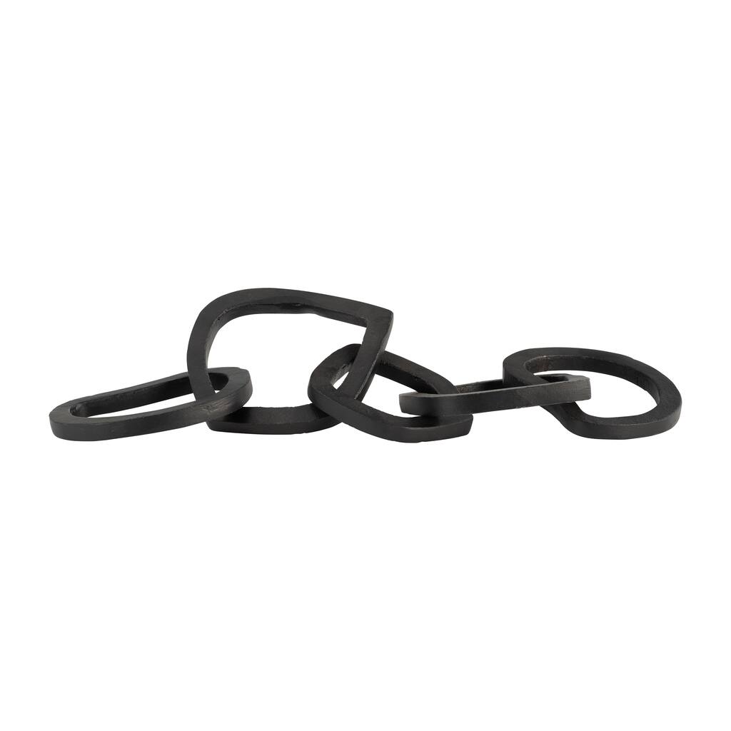 17" Abstract Chain Link Sculpture Contemporary Abstract Aluminum Statue in Black with Intertwined Links Decorative