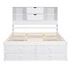 preview thumbnail 5 of 26, Queen Size Platform Bed with Storage Headboard & 8 Drawers - White