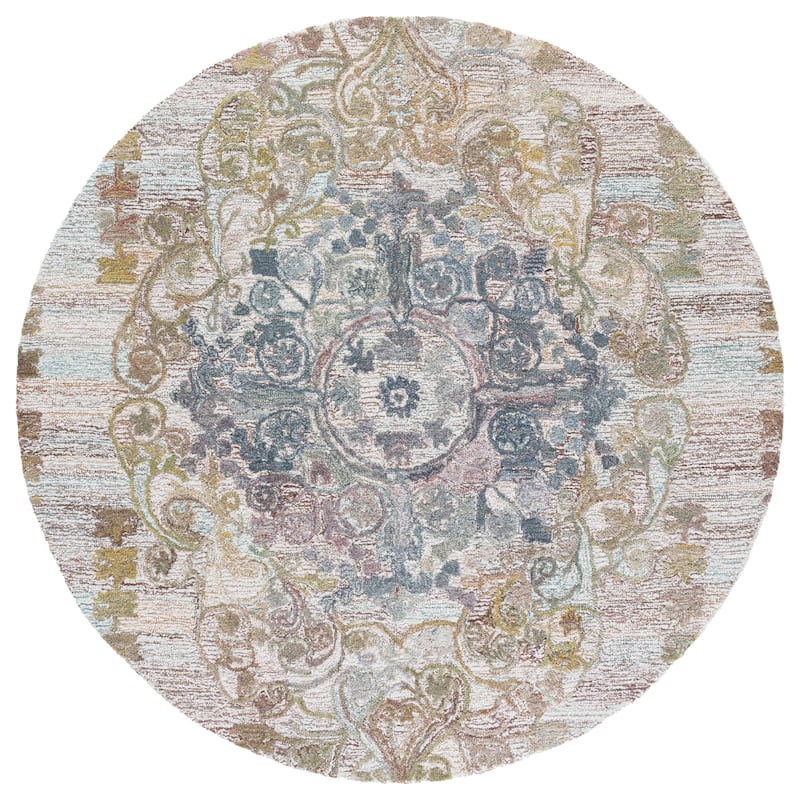 SAFAVIEH Handmade Marquee Roula Rug - Green/Brown - 6' Round