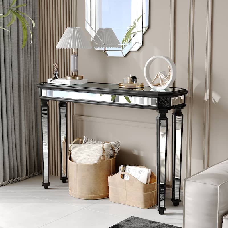 GDF Studio - Rutherford Art Deco Wood and Glass Console Table