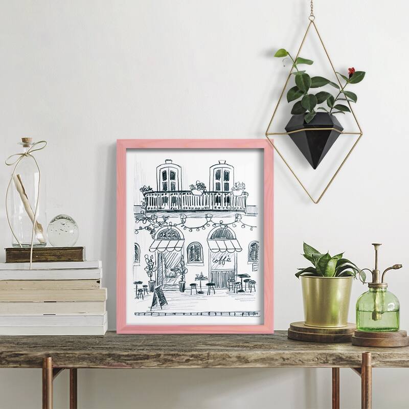 Italian Street Sketch II -Framed Print w/glass-Cherry Red