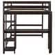 preview thumbnail 23 of 25, Full Loft Bed Pine Kids Bed with Desk Shelves and Ladder, Grey