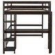 preview thumbnail 23 of 25, Full Loft Bed Pine Kids Bed with Space Storage Bulit-in Desk Shelves and Ladder, Grey