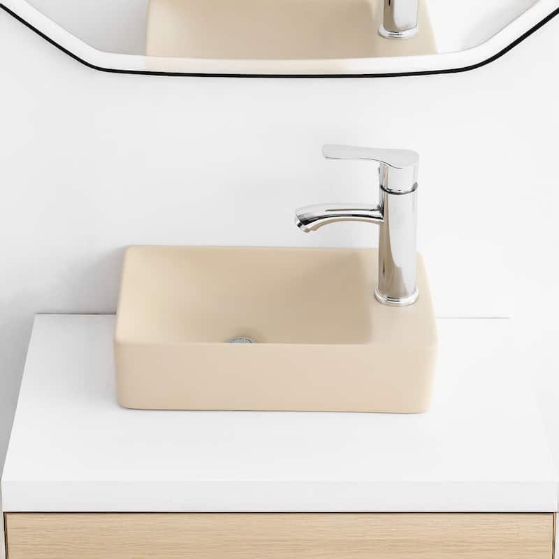 Felix Modern Wall Mounted Rectangular Ceramic Mini Sink, By JONATHAN Y