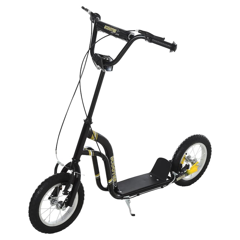 Kids Balance Bike with Adjustable Handlebar and Inflatable Soccer Ball Wheels for Outdoor Use - Black