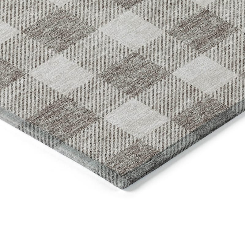 Machine Washable Indoor/ Outdoor Chantille Plaid Rug