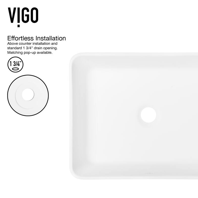 VIGO Marigold 18"L x 14"W MatteStone Vessel Sink and Apollo 12"H Faucet Set