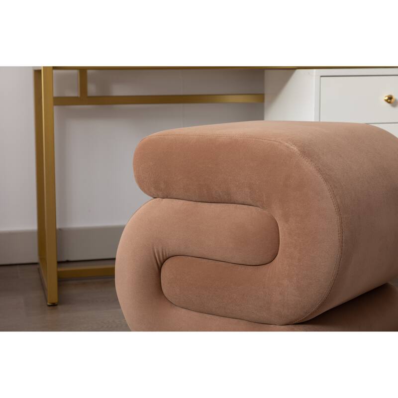Modern S-shape Fabric Ottoman Makeup Stool Footstool