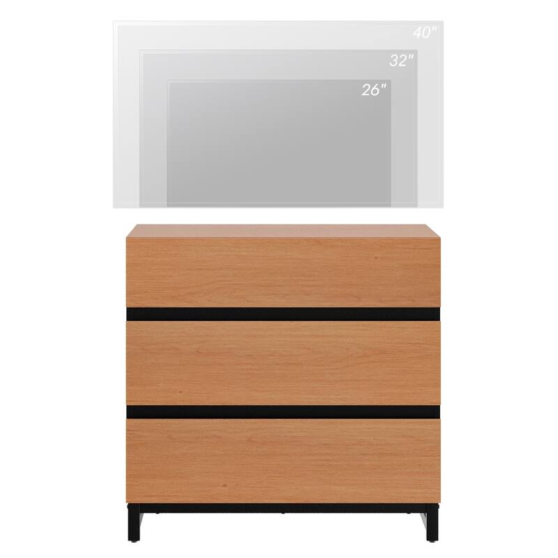 WAMPAT Modern TV Stand with Drawers and Metal Base