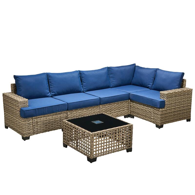 HOOOWOOO 6-piece Patio Furniture Conversation Set with Coffee Table