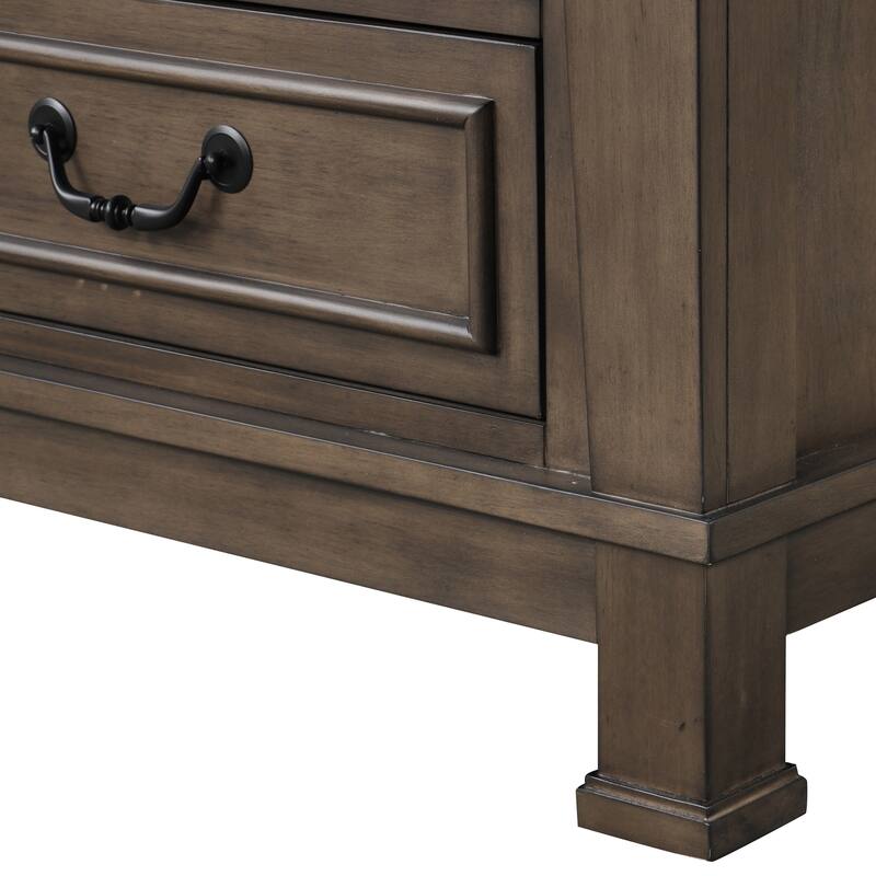 Furniture of America Quinlan Dark Walnut Wood 3-Drawer Nightstand