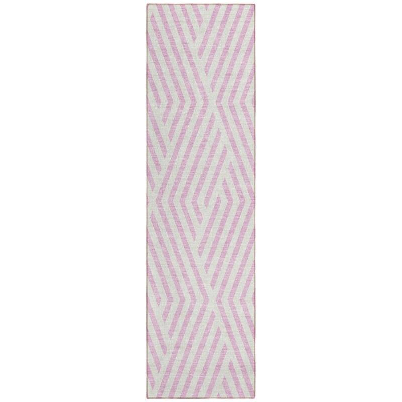 Machine Washable Indoor/ Outdoor Modern Diamonds Chantille Rug