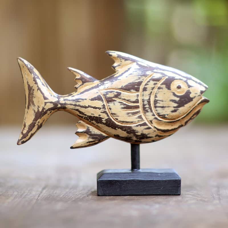 Novica Handmade Snapper Fish Wood Statuette