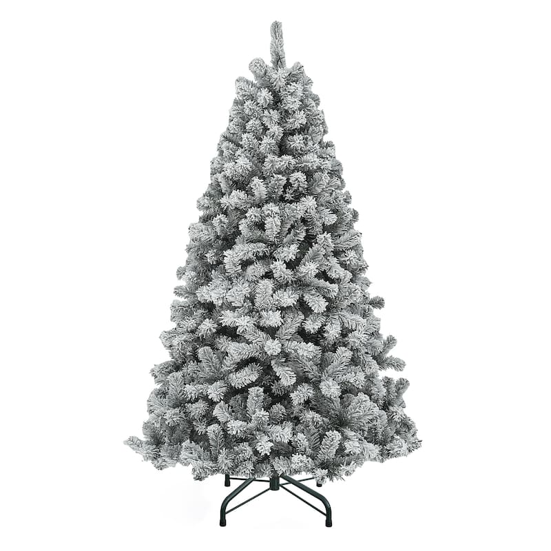 6/7.5/9 FT Pre-Lit Frosted Pine Artificial Christmas Tree with LED Lights - 7.5 Foot - Flocked White
