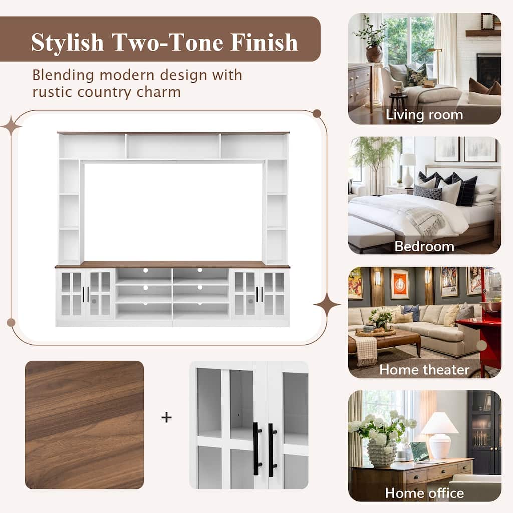 Large Wall Unit Entertainment Center TV Stand with Bookshelves for TVs up to 80"