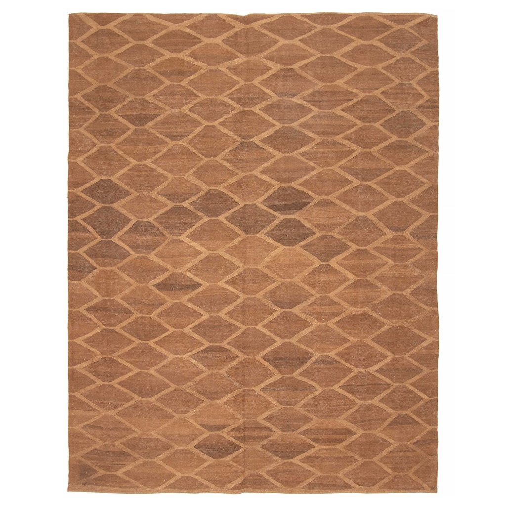 ECARPETGALLERY Flat-Weave Ankara FW Brown Wool Kilim - 6'4 x 8'1