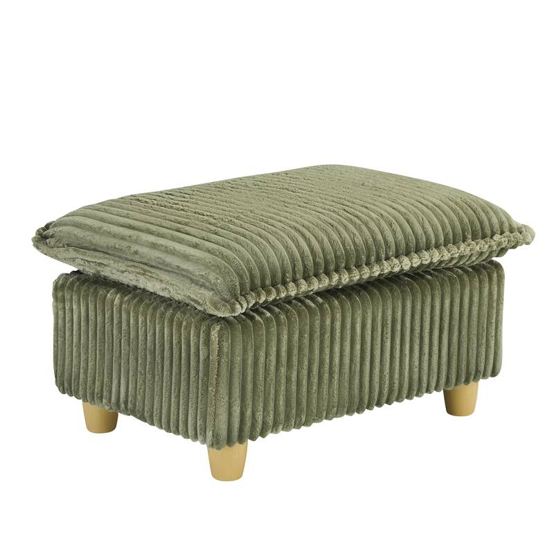 Single Sofa with Ottoman, Comfy Corduroy Upholstered Armchair, Lounge Chair with Throw Pillows for Living Room, Balcony