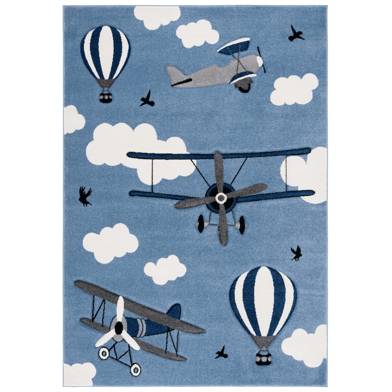 SAFAVIEH Carousel Kids Turi Airplane Rug - 4' x 6' - Blue/Ivory - Rectangle