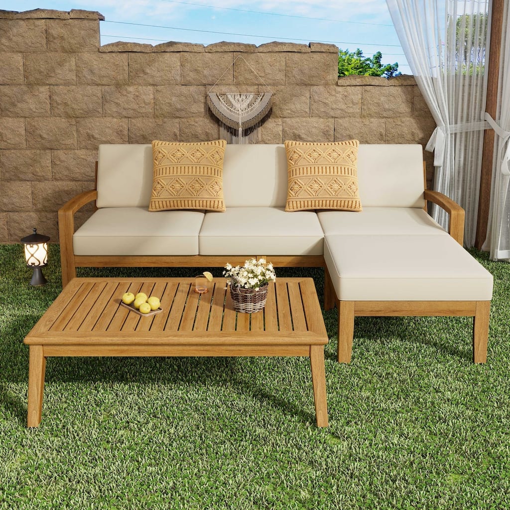 Outdoor L-Shaped Seating Combo Sofa Set 3 Pcs