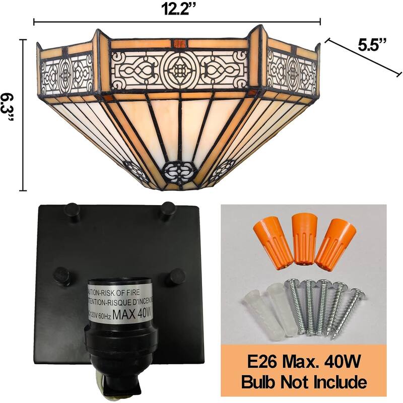 12 Wide Vintage light Colourful Hallway light Glass wall light