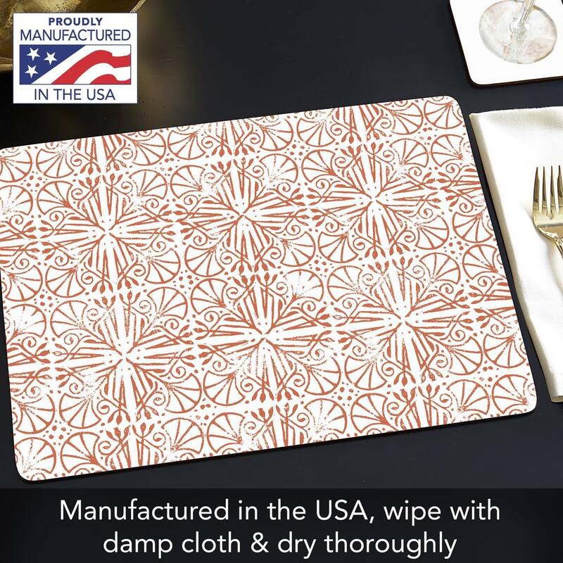 Mohave Light Decorative Hardboard Placemats with Protective Cork Backing 4 Pack Heat Tolerant and Easily Wipes Clean