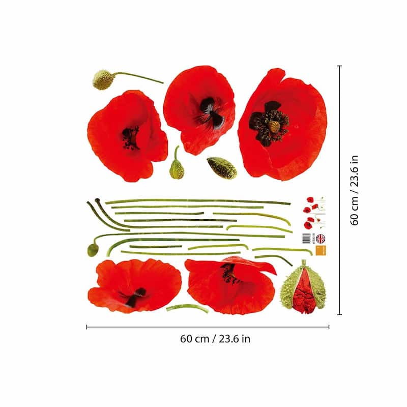 Walplus Wall Sticker Red Poppy Flower Art Children Mural Self Adhesive